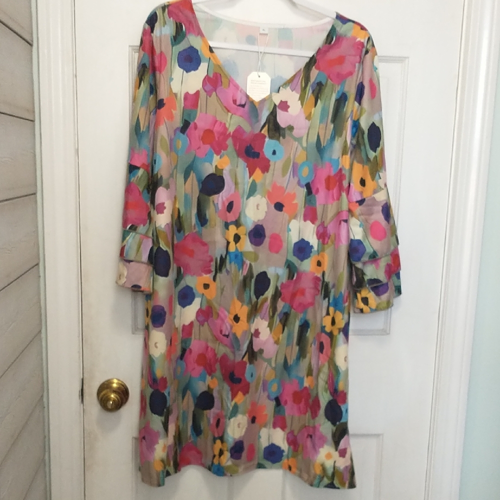 Floral V-Neck Multicolor Women’s Dress